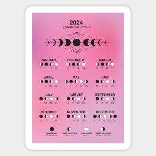 2024 Lunar Calendar, Moon Phase Calendar Sticker